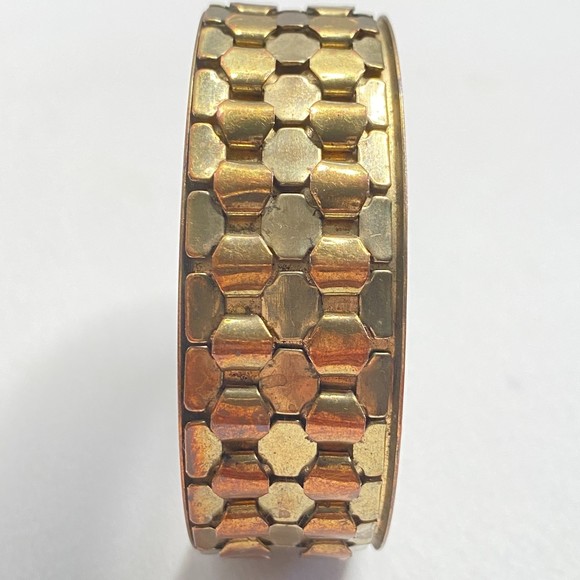 Copper Brass Bangle Bracelet Honeycomb Pattern - Picture 6 of 8